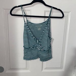NWOT American Eagle Green and White Crop Top